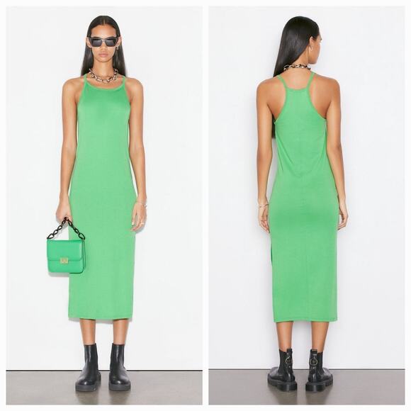 FRAME Cami Tank Dress in Grass Green XS - Picture 1 of 13